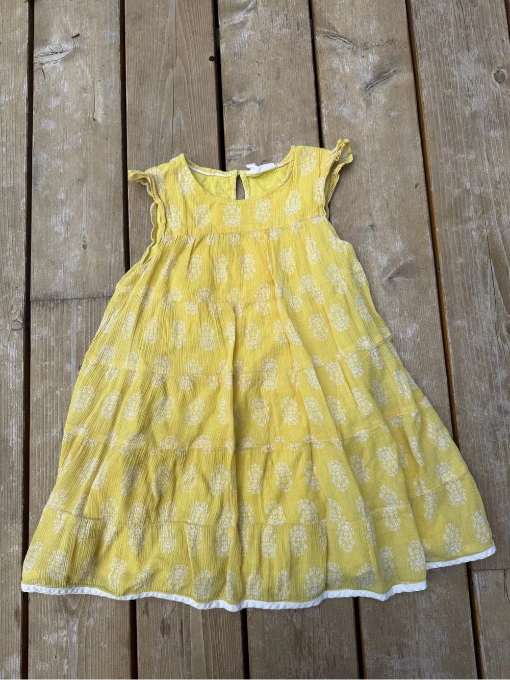 Mini Boden Yellow Floral Tiered Cotton Dress